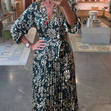 Long Sleeve Pleated Dress