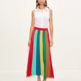 Alita Knit Skirt in Vibrant Multi Stripe