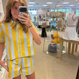 Pool Short in Brimstone Stripe