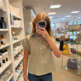 Gingham Button Front Short Sleeve Shirt