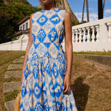 Sleeveless Piped Maxi in Asterias Blue