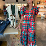 Margot Dress in Poinsettia Plaid