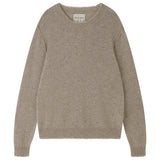 Distressed Cashmere Crew in Light Brown