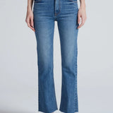 ASKK NY Split Boot Phoenix high-rise medium wash blue denim jeans with raw hem