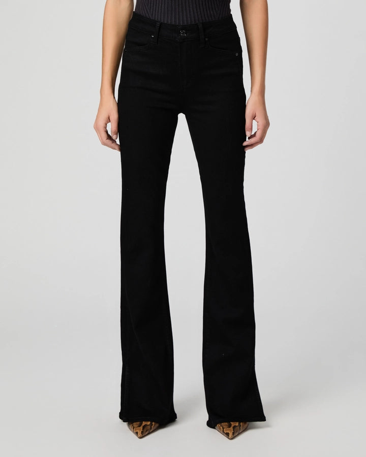 Paige Laurel Canyon black high-rise flare jeans with smooth stretch fabric