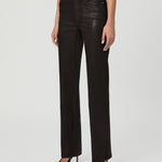 Women's high-rise straight ankle jeans in dark brown coated denim finish