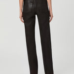 Paige Stevie Straight Ankle dark brown coated jeans, back view, high rise