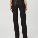 Paige Stevie Straight Ankle dark brown coated jeans, back view, high rise