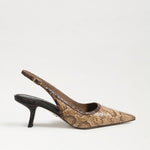 Sam Edelman Bianka tan brown snakeskin pointed-toe slingback kitten heel pump