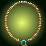 Beaded necklace with orange opal rondelle beads and turquoise gold carabiner clasp