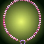 Pink opal rondelle bead necklace with lavender enamel gold carabiner clasp
