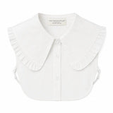 Amie white detachable ruffle Peter Pan collar with button front by Curated Collar