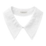 White detachable Peter Pan collar with elongated pointed tips and faux pearl closure