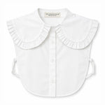 Maggie white detachable ruffle Peter Pan collar bib with buttons by Curated Collar