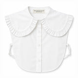 Maggie white detachable ruffle Peter Pan collar bib with buttons by Curated Collar