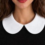 Curated Collar Petra white Peter Pan collar worn over black knit sweater
