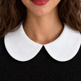 Curated Collar Petra white Peter Pan collar worn over black knit sweater