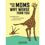 Yellow book cover featuring adult giraffe kicking baby giraffe, humorous parenting gift book