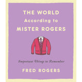 The World According to Mister Rogers book cover with red cardigan illustration on purple background