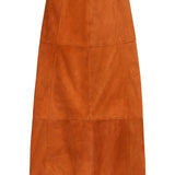 Marie Oliver Yuri midi skirt in burnt orange suede with paneled seam details