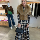 Short Sleeve Fur Collar Jacket