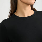 Wheat Cannes black long sleeve crew neck shirt with ribbed collar