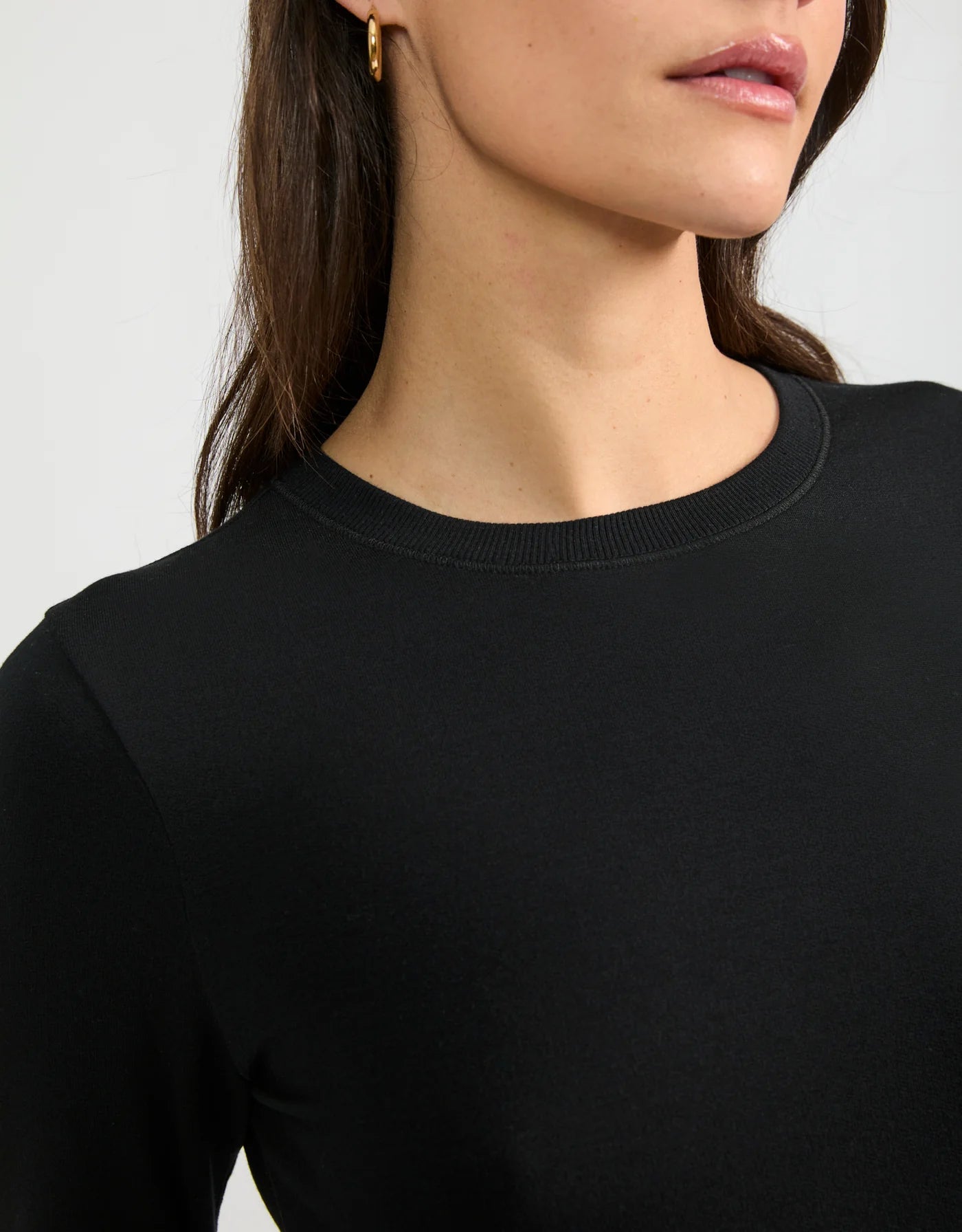 Wheat Cannes black long sleeve crew neck shirt with ribbed collar
