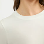 Wheat Cannes cream white fine knit longsleeve shirt with ribbed crew neck