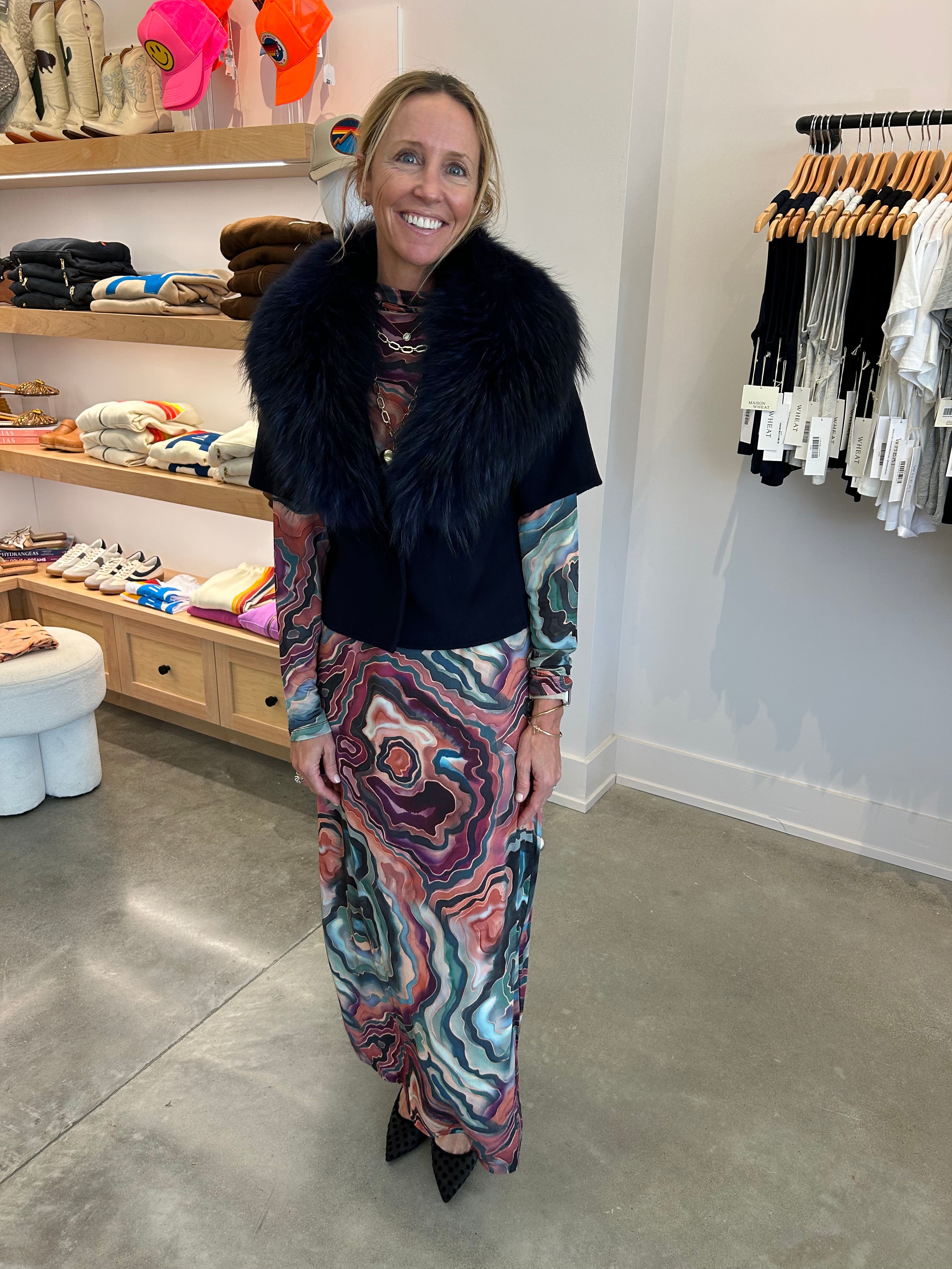 Short Sleeve Fur Collar Jacket