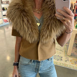 Short Sleeve Fur Collar Jacket