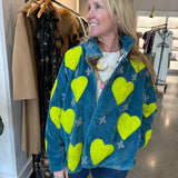 Turquoise and Neon Velvet Heart Jacket