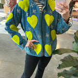 Turquoise and Neon Velvet Heart Jacket