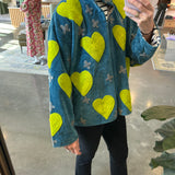 Turquoise and Neon Velvet Heart Jacket