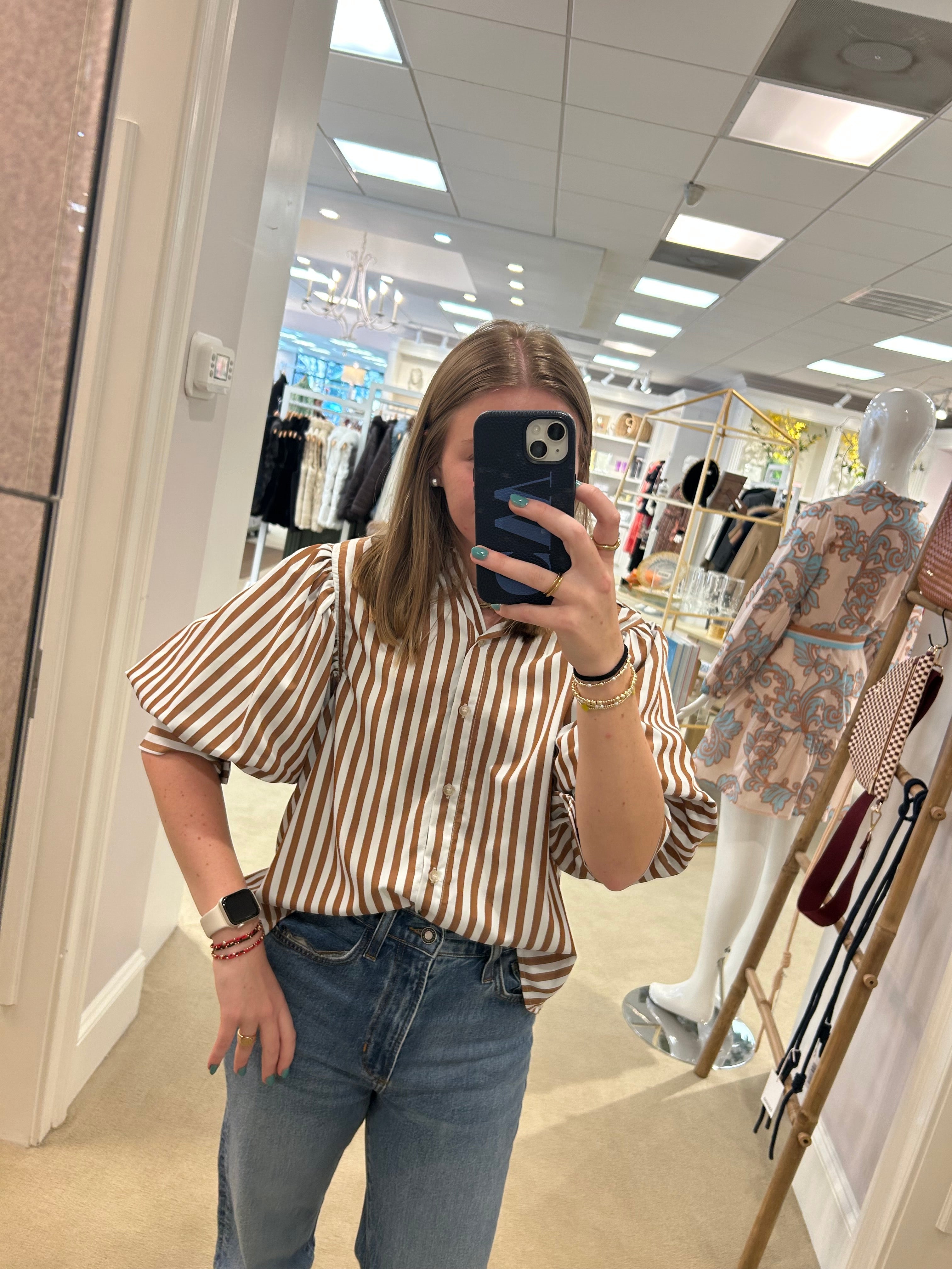 Puffed Sleeve Button Down Shirt