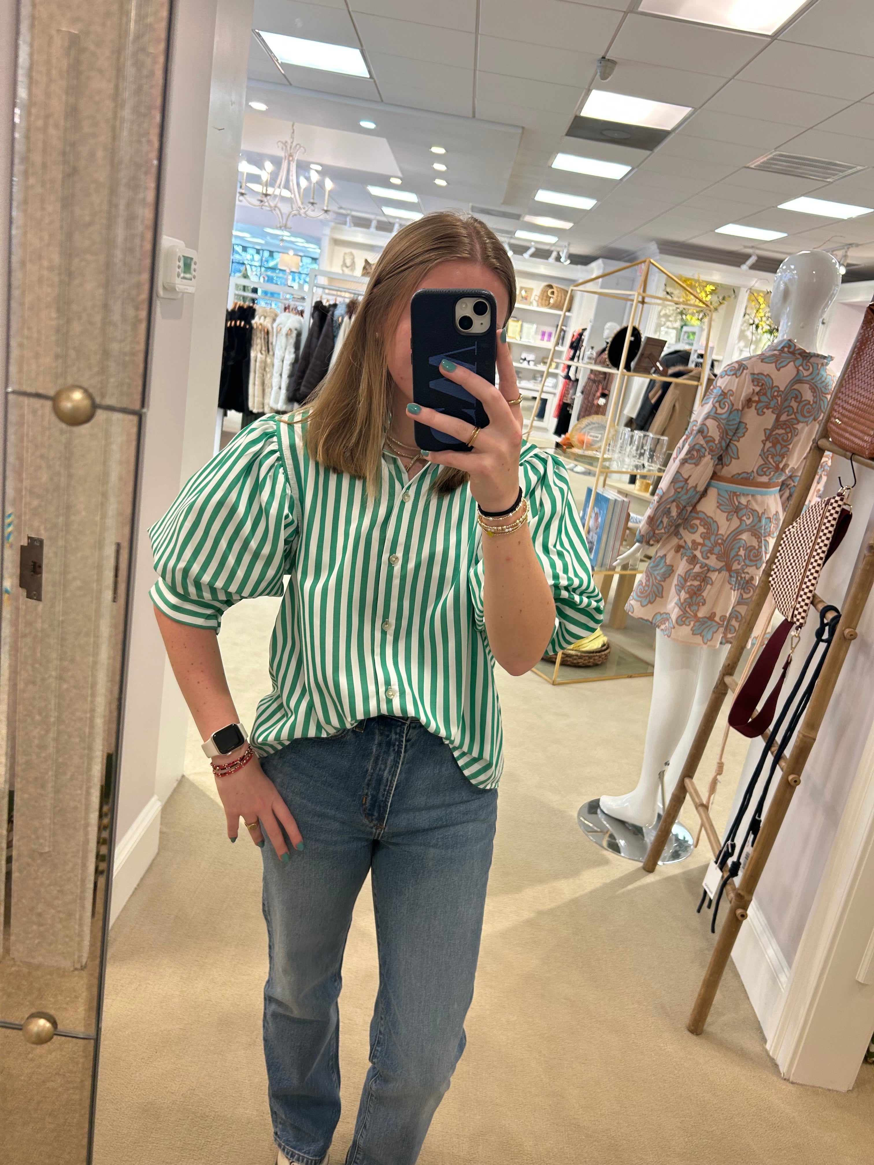 Puffed Sleeve Button Down Shirt