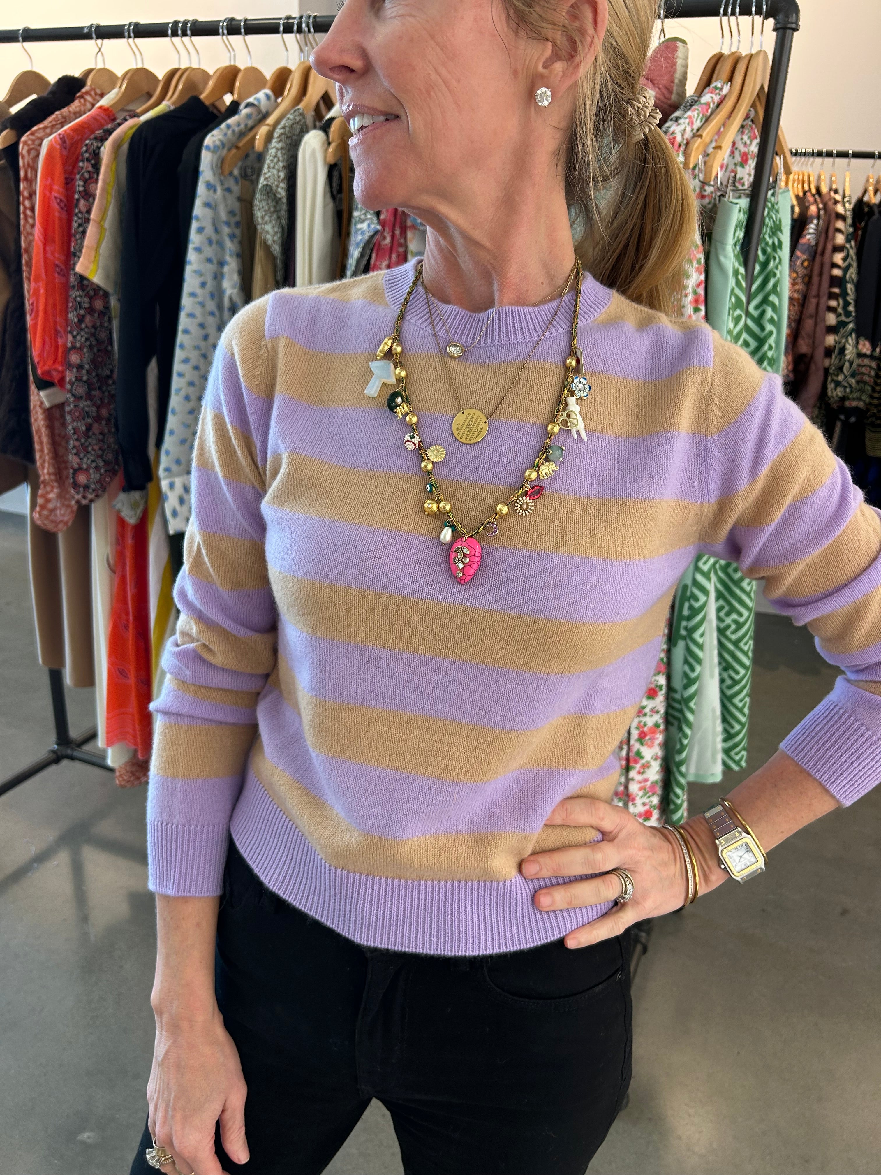 Cashmere Stripe Crew