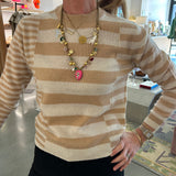 Cashmere Cut Up Stripe Crew
