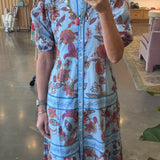 Milena Dress in Blue Botanicals