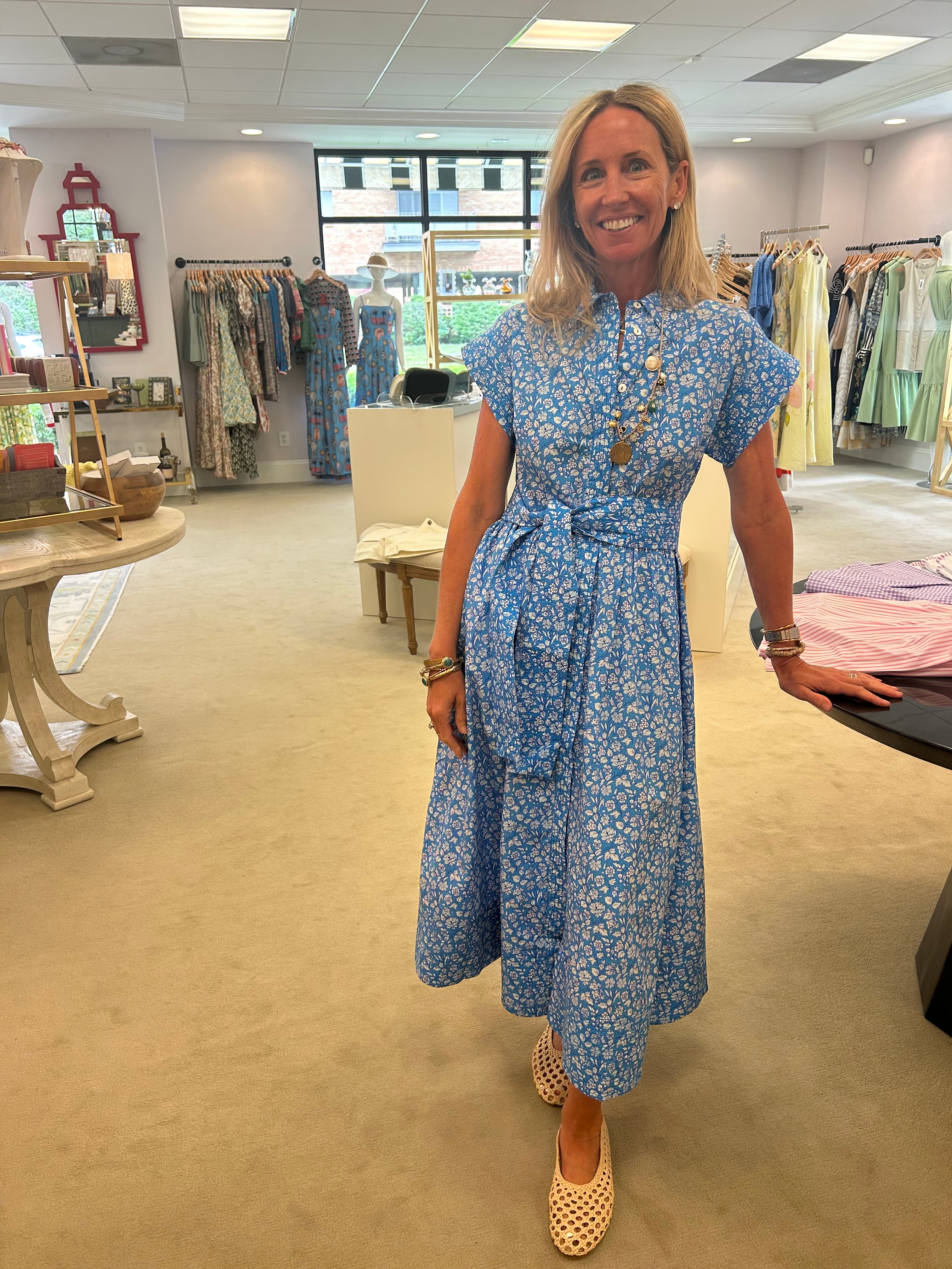 princess polly baby blue dress Stripe Kate Belted Dress Blue | Brochu Walker Xs main image 0