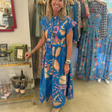 Belted Shirt Dress in Antico Blue