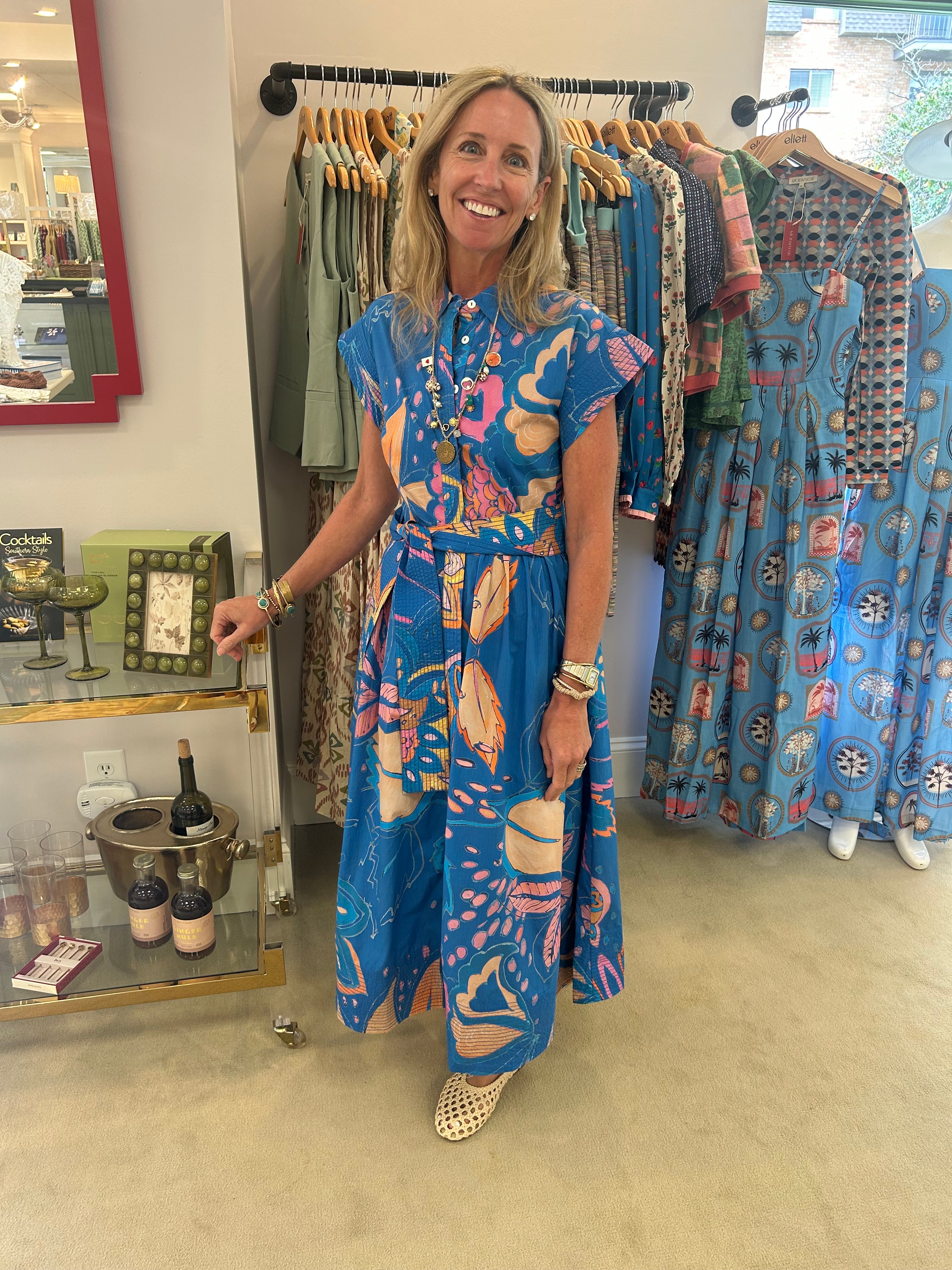 Belted Shirt Dress in Antico Blue – Ellett