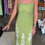 Carlie Midi Dress in Green Lace