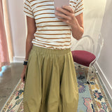 Pleated Poplin Maxi Skirt in Khaki