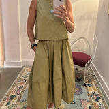 Poplin Sleeveless Top in Khaki
