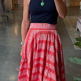 Luella Skirt in Red Ticking Stripe