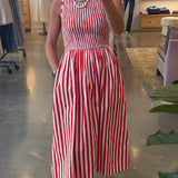 Stroll Dress in Red Stripe