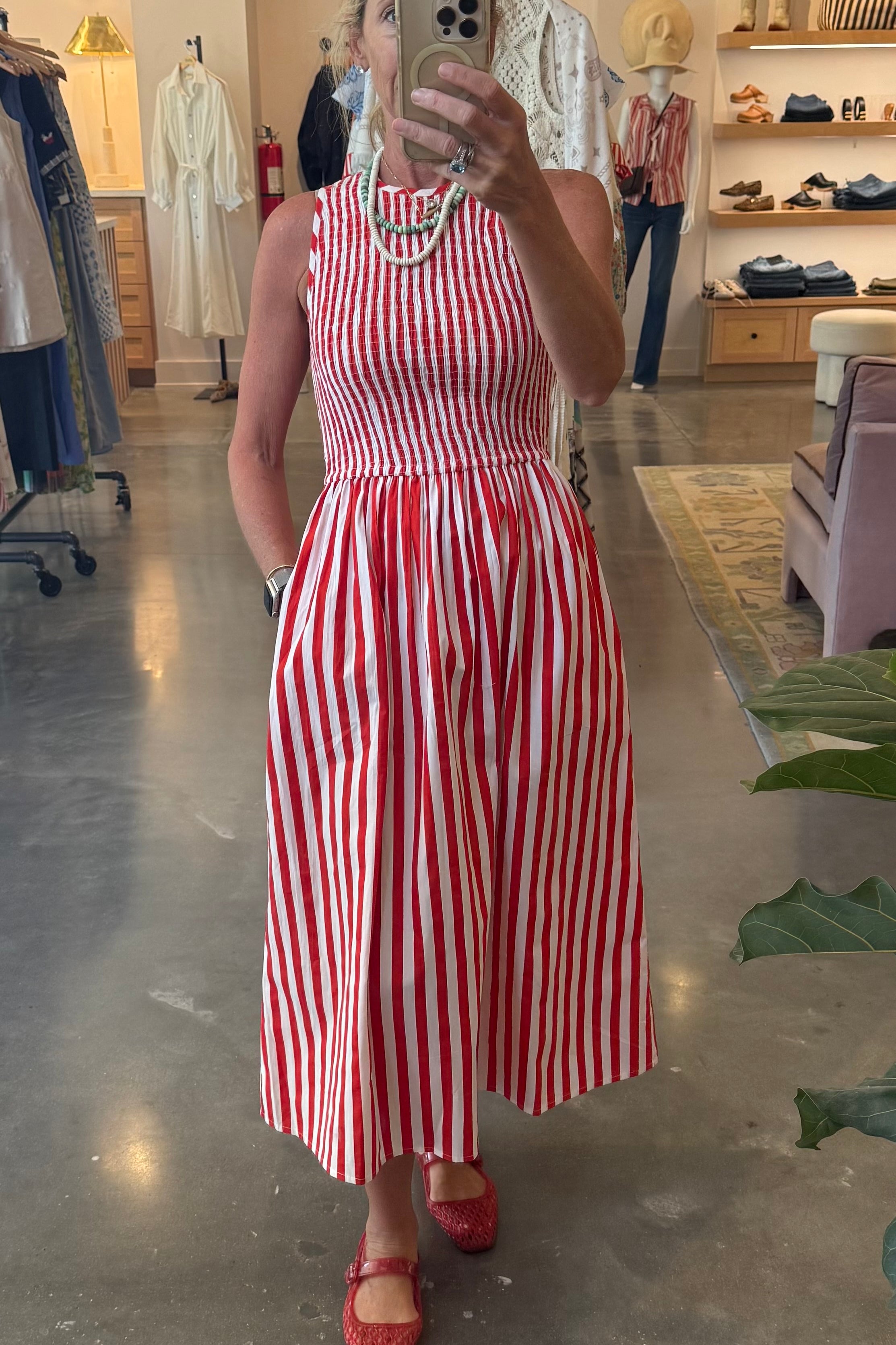 Stroll Dress in Red Stripe