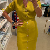 Chartreuse Ribbed Dress