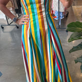 Astrid Poplin Dress in Vibrant Stripe