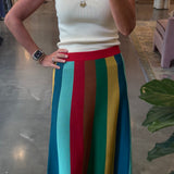 Alita Knit Skirt in Vibrant Multi Stripe